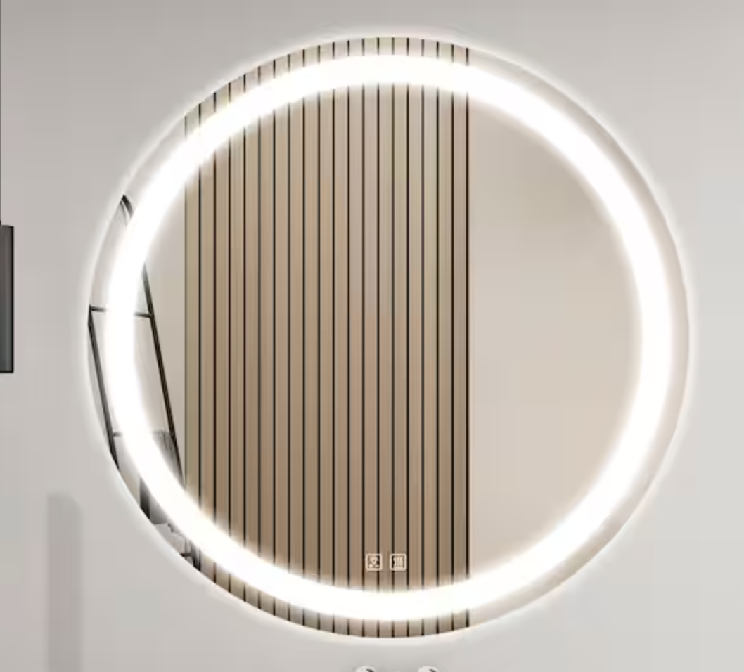 36 in. W x 36 in. H Round Frameless LED Light with 3-Color and Anti-Fog Wall Mounted Bathroom Vanity Mirror